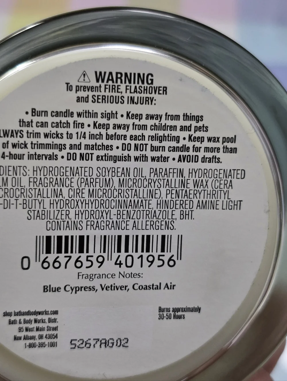 Bath & Body Works The Men's Shop Ocean Soy Wax Single Wick Candle 8oz NEW